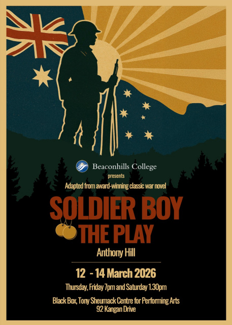 A poster for a military playDescription automatically generated